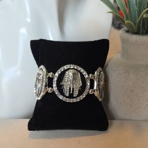 Silver and Black Enamel Egyptian Pharoah Stretch Bracelet